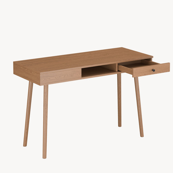Psací stůl Habo s odkládacím prostorem a zásuvkou 75x115x48 cm ořechový vzhled [en.casa]