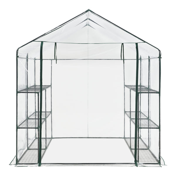 Skleník Grünau s policemi 200x200x220cm Transparentní [en.casa]