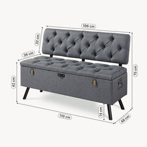 Sedací truhla Malmöhus 110x48x75cm Tmavě šedá [en.casa]