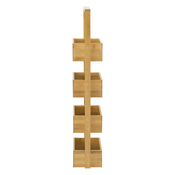 Koupelnový regál Bardu se 4 přihrádkami 28x16x88cm bambus [en.casa]