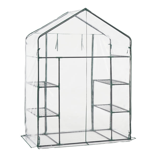 Skleník Hoorn s policemi 140x73x195cm Transparentní [en.casa]