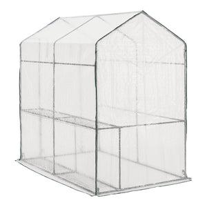 Skleník Oosterhout s policemi 120x186x190cm Transparentní [en.casa]