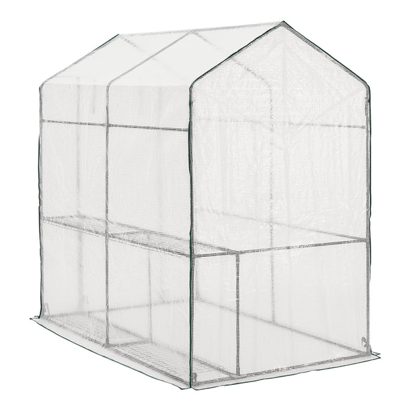 Skleník Oosterhout s policemi 120x186x190cm Transparentní [en.casa]