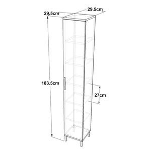 Vysoká skříň Lieto se 6 policemi 183,5 x 29,5 x 29,5 cm šedý dub [en.casa]