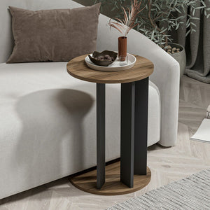 Odkládací stolek Frederiksberg 64x34 cm ořechový vzhled / antracit [en.casa]
