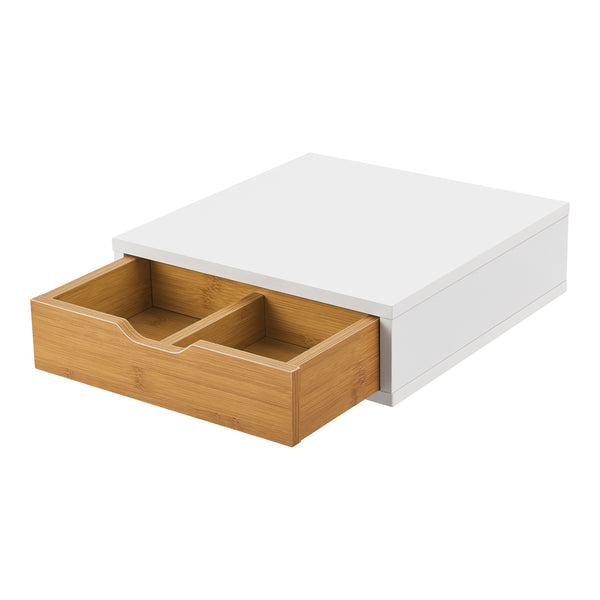Box na šuplíky Vieremä 9x30x31cm Bílá/Bambusový vzhled [en.casa]