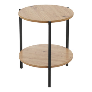 Přístavný stolek Kuopio 50xØ40cm Černý/dřevěný vzhled [en.casa]