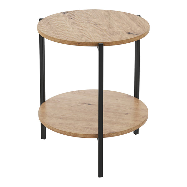 Přístavný stolek Kuopio 50xØ40cm Černý/dřevěný vzhled [en.casa]