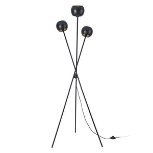 Stojací lampa Nykvarn 3-plamenná Černá / Zlatá barva [lux.pro]