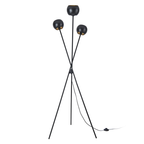 Stojací lampa Nykvarn 3-plamenná Černá / Zlatá barva [lux.pro]