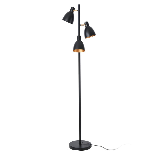 Stojací lampa Witney 3-plamenná Černá / Zlatá barva [lux.pro]