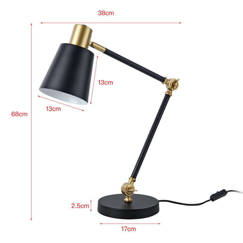 Měřítkový nákres Stolní lampa Abergele Černá / Zlatá [lux.pro]
