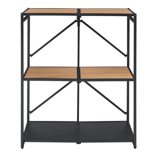 Skládací police Telemark 81x68x38 cm Černá/Dubový vzhled [en.casa]