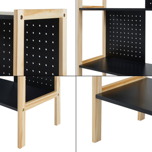 Stojací police Dønna 120x63x28cm Černá/Dřevěná barva [en.casa]