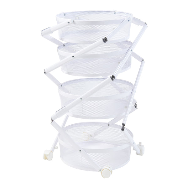 Pojízdný vozík Sørreisa se 4 patry 123xØ37,5cm bílý [en.casa]