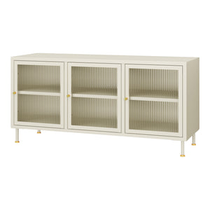 TV skříň Lindau ocel 120x40x59 cm krémově bílá [en.casa]