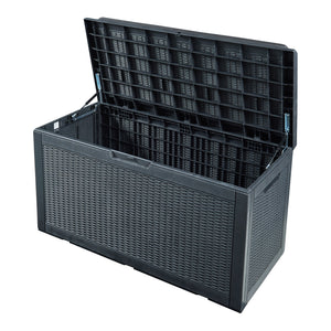 Úložný box Atella 122x54,5x65cm černý, vzhled ratanu [casa.pro]