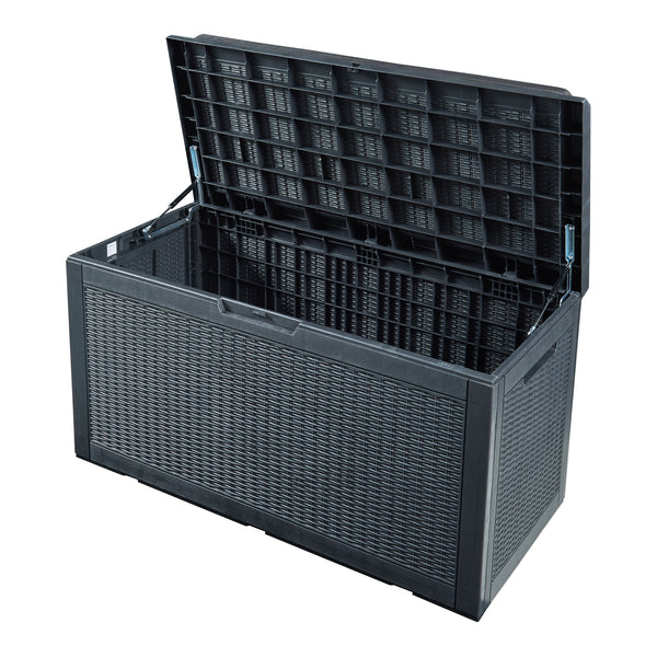 Úložný box Atella 122x54,5x65cm černý, vzhled ratanu [casa.pro]