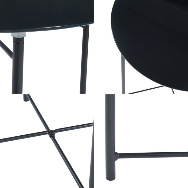 Odkládací stolek Ödeshög s skleněnou deskou 45xØ42cm Černý [en.casa]