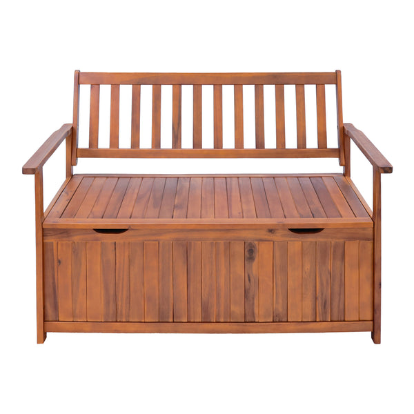 Zahradní lavička Avezzano s úložným prostorem 130x60x88cm Akácie FSC®-certifikovaná [en.casa]