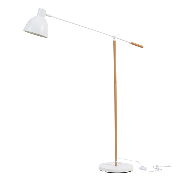 Stojací lampa Banchory kov 163 cm dřevěný vzhled/bílá [lux.pro]