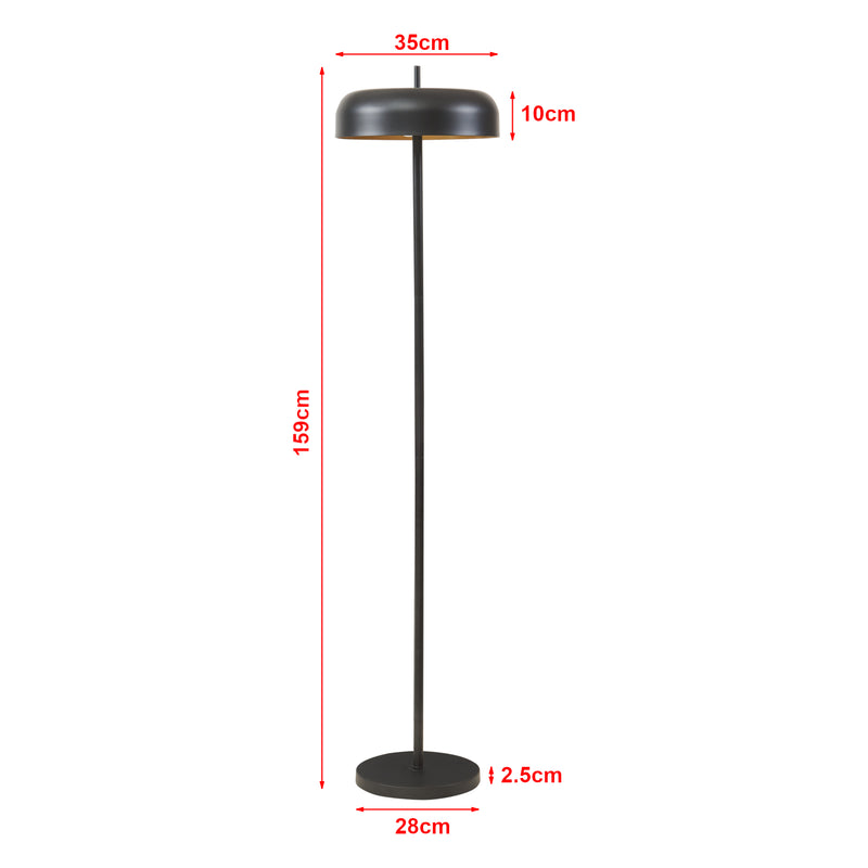 Maßskizze Stojací lampa Barton 2-plamenná kov 159 cm černá [lux.pro]