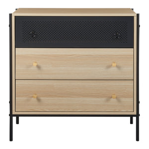 Komoda Tysnes s 3 zásuvkami 80x80x40 cm Dub/Černá [en.casa]