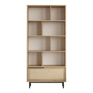 Knihovna Kvænangen 176x84x30 cm dubový vzhled/vzhled ratanu [en.casa]