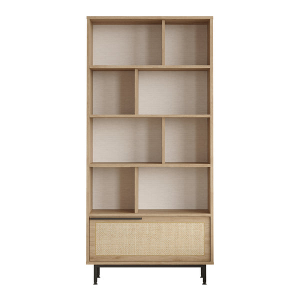 Knihovna Kvænangen 176x84x30 cm dubový vzhled/vzhled ratanu [en.casa]