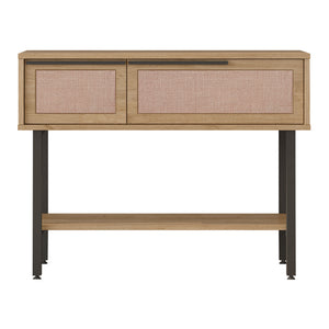 Konzolový stolek Kvænangen 100x30x76 cm dub/optika ratanu [en.casa]