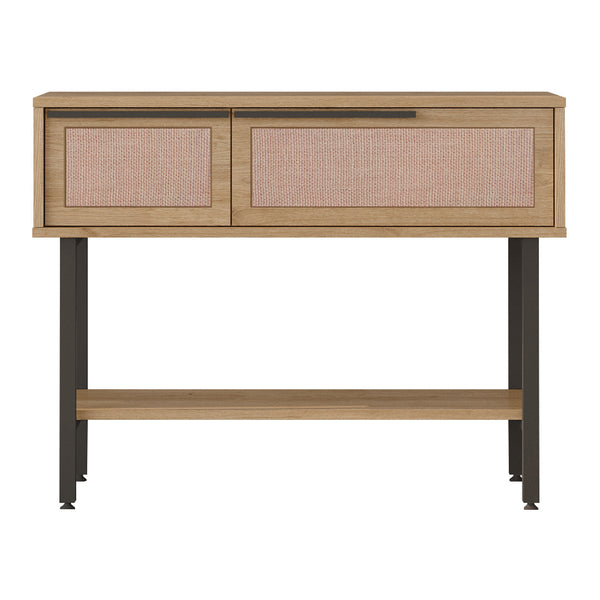 Konzolový stolek Kvænangen 100x30x76 cm dub/optika ratanu [en.casa]