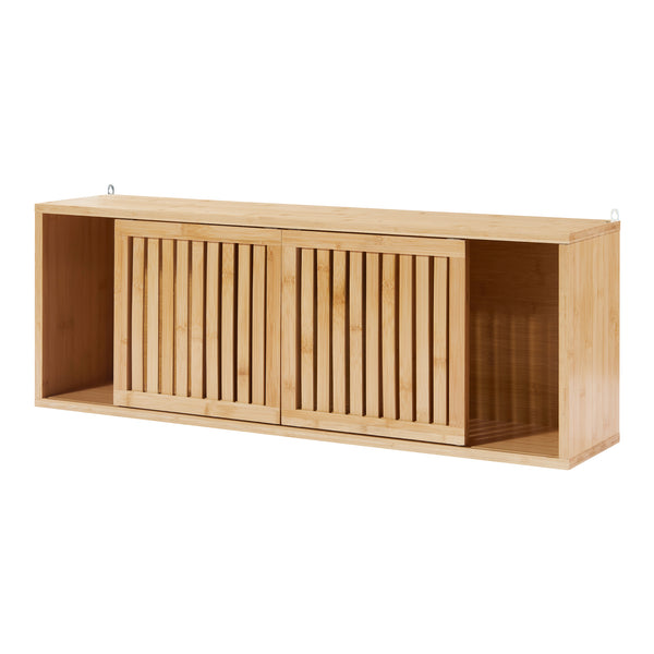 Nástěnná police Ypäjä 93x20x33 cm bambus [en.casa]
