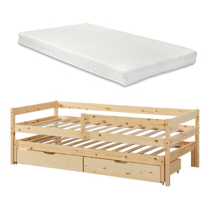 Dvojité dětské postýlka Sonkajärvi s matrací 90x200cm přírodní [en.casa]