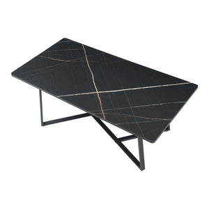 Konferenční stolek Riskiften 120x60x48 cm mramorový vzhled, černý [en.casa]