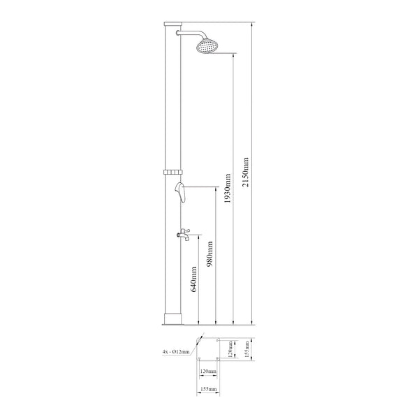 Solární sprcha Frerievn s nožní sprchou 215 cm 18L  [casa.pro]