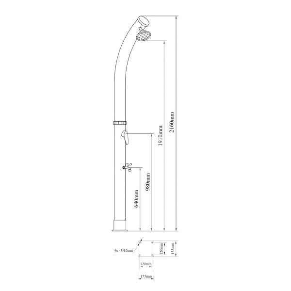 Solární sprcha Kebomi 216 cm 18 L [casa.pro]