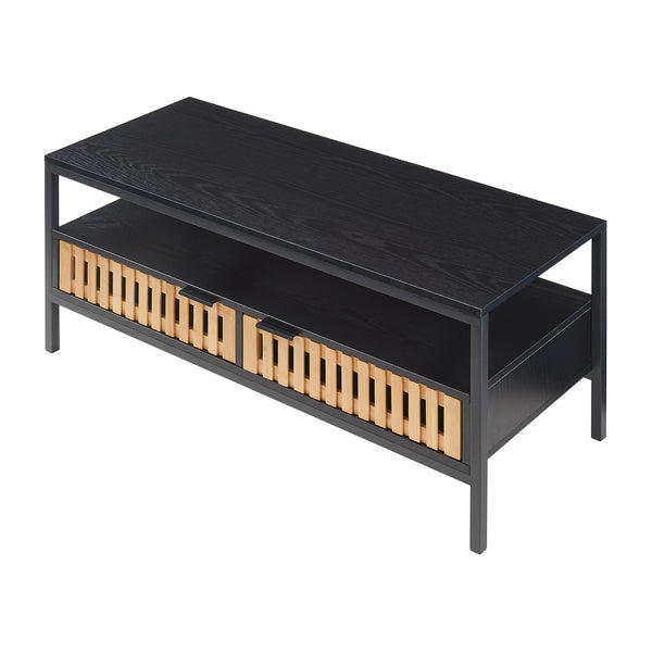 Konferenční stolek Luniehti 100x40x48 cm Černá/Přírodní [en.casa]