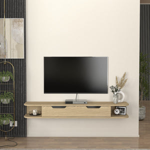 TV závěsná skříňka Karjali 150x30x19 cm dubový dekor [en.casa]