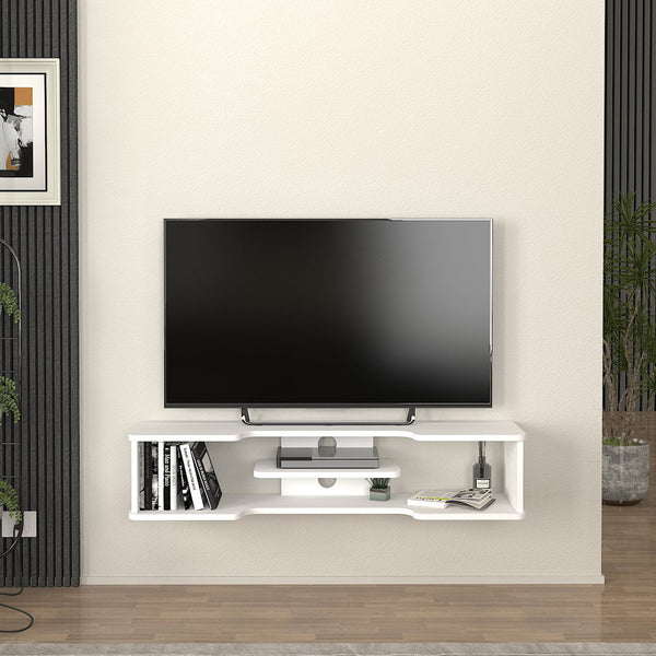 TV závěsný lowboard Yrela 120x30x26 cm bílý [en.casa]
