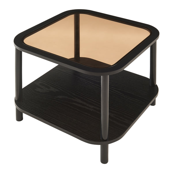 Odkládací stolek Latama s skleněnou deskou 51x51x45 cm Černá/bronze sklo [en.casa]