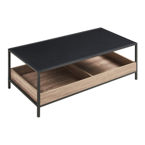 Konferenční stolek Belana 100x48x39 cm Černá/Dubový dekor [en.casa]
