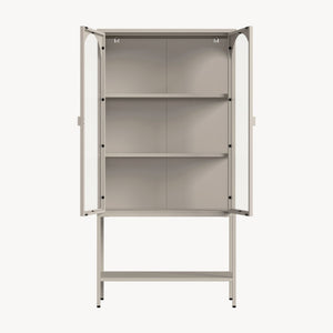 Vitrínová skříň Klippestad ocel 160x80x35 cm velbloudí barva [en.casa]