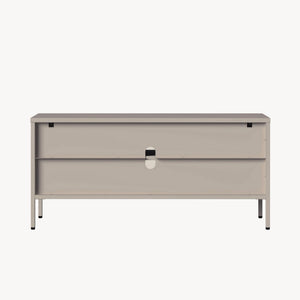 Vitrínová komoda Klippestad ocel 118x35x55 cm velbloudí barva [en.casa]