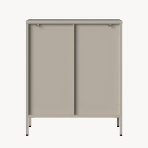 Vitrínkový sideboard Klippestad ocel 95x80x35 cm velbloudí barva [en.casa]