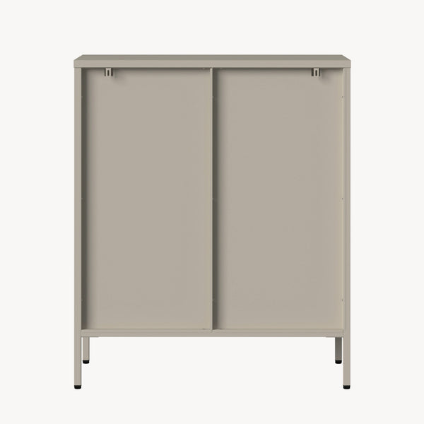 Vitrínkový sideboard Klippestad ocel 95x80x35 cm velbloudí barva [en.casa]