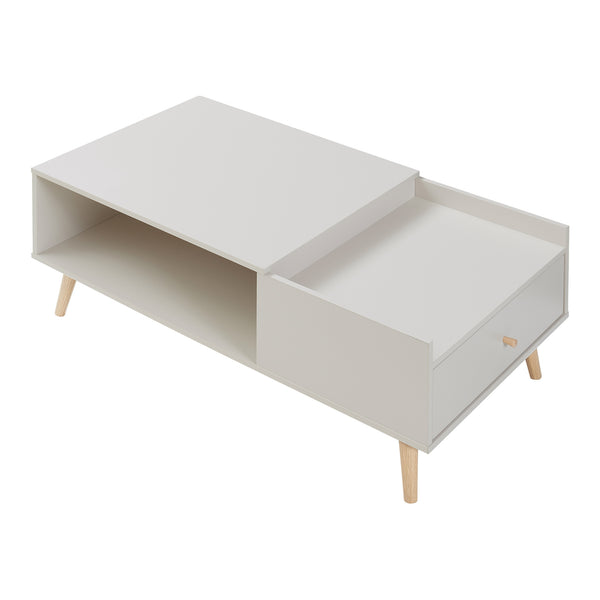 Konferenční stolek Hallevil s šuplíkem 106x59x44 cm Světle šedý [en.casa]