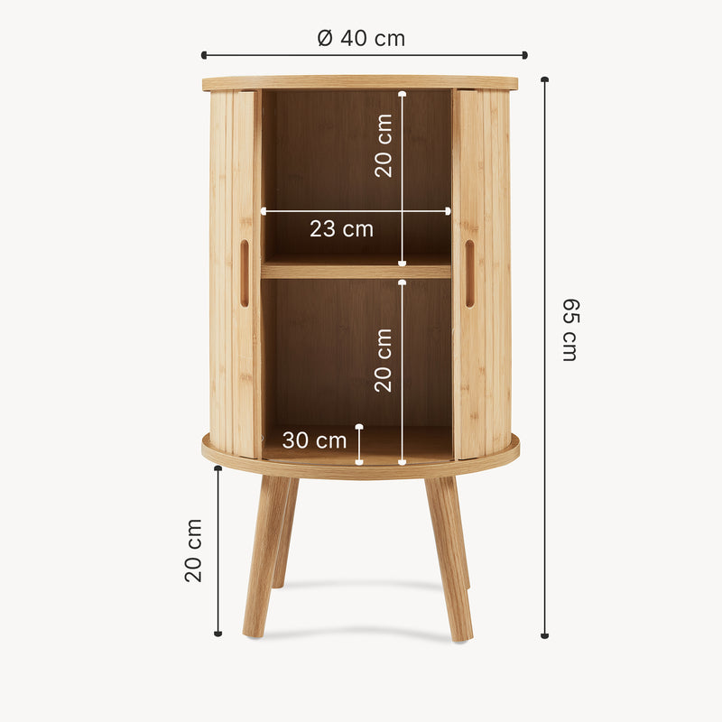 Maßskizze Noční stolek Nordkapp 65x40 cm bambus [en.casa]