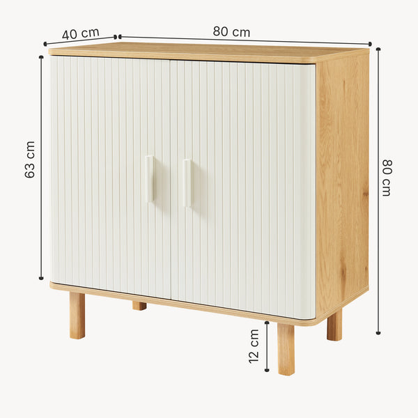 Sideboard Ferrersp s 2 dveřmi 80x80x40 cm dubový dekor/písková barva [en.casa]