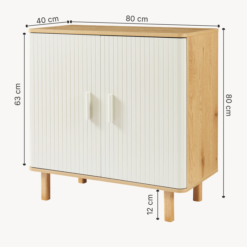 Maßskizze Sideboard Ferrersp s 2 dveřmi 80x80x40 cm dubový dekor/písková barva [en.casa]