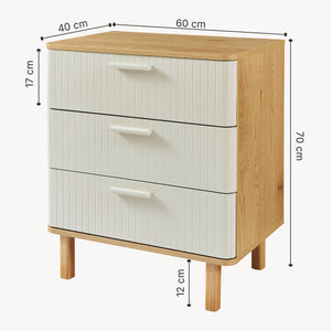 Komoda Ferrersp s 3 zásuvkami 70x60x40 cm dubový dekor/písková barva [en.casa]